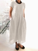 Casual Short Sleeve Shift Round Neck Causal Dresses