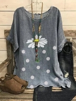 Casual Short Sleeve Shift Tunic Blouse & Shirts - Noracora