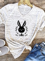 Casual Short Sleeve V Neck T-Shirts - Noracora