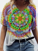 Casual Short Sleeve V Neck T-Shirts - Noracora