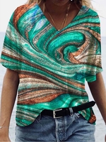 Casual Short Sleeve V Neck T-Shirts - Noracora