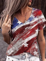 Casual Short Sleeve V Neck T-Shirts - Noracora