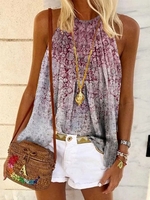 Casual Sleeveless Chiffon Floral-Print Tanks & Camis - Noracora