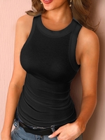 Casual Sleeveless Crew Neck Tanks & Camis - Noracora