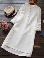 Casual Solid Linen Maxi Dresses