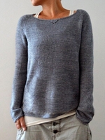 Casual Solid Long Sleeve Crew Neck Sweaters - Noracora