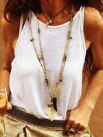 Casual Solid Round Neck Cotton Tanks & Camis - Noracora