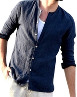 Casual Solid Stand Collar Men-Shirts - Noracora