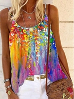 Casual Spaghetti Sleeveless Floral-Print Tanks & Camis - Noracora