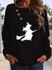 Casual Spring/Fall Halloween Micro-Elasticity Loose Long Sleeve H-Line Buckle Regular Shirts for Women