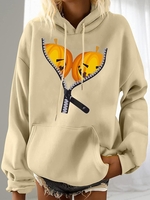 Casual Spring/Fall Halloween (pumpkin) Polyester Daily Loose Halloween Long Sleeve H-Line Hoodies for Women