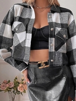 Casual Spring/Fall Plaid Commuting Regular Fit Long sleeve H-Line Regular No Jackets for Women