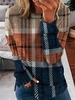 Casual Spring/Fall Plaid Knitted Daily Loose Long Sleeve Crew Neck Regular Sweatshirts for Women