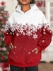 Casual Spring/Fall Snowflake Polyester Daily Long Sleeve H-Line Regular Pocket Stitching Hoodies for Women