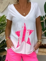 Casual Star Printed Short Sleeve T-Shirts - Noracora