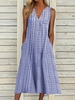 Casual Striped V Neck Maxi