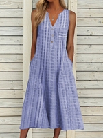 Casual Striped V Neck Maxi