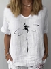 Casual Summer Dragonfly Loose Short sleeve Cotton Regular Regular NL Shirts for Women