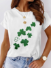 Casual Summer Shamrock Daily Loose Short sleeve Crew Neck H-Line Medium Elasticity T-shirts for Women