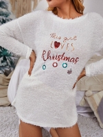 Casual Text Letters Autumn Natural No Elasticity Daily Short H-Line Regular Sweater Dresses for Women