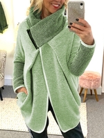Casual Turtleneck Long Sleeve Cardigans - Noracora