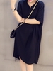 Casual V Neck Cotton-Blend Half Sleeve Linen Maxi Dresses