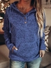 Casual V Neck Cotton-Blend Long Sleeve Hoodies & Sweatshirts - Noracora