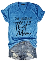 Casual V Neck Cotton-Blend T-Shirts - Noracora