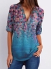 Casual V Neck Floral T-Shirts - Noracora