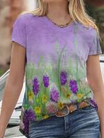 Casual V Neck Floral T-Shirts - Noracora