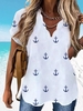 Casual V Neck Geometric Loosen Tunic Tops