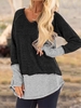 Casual V Neck Long Sleeve Cotton-Blend Causal Tops
