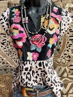 Casual V Neck Paneled Tops - Noracora