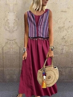 Casual V Neck Printed Causal Dresses