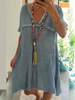 Casual V Neck Short Sleeve Causal Dresses