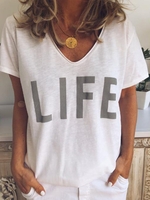 Casual V Neck Short Sleeve Shirts