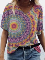 Casual V Neck Short Sleeve T-Shirts - Noracora