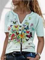 Casual V Neck T-Shirts - Noracora