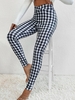 Casual Winter Plaid Natural Jersey Ankle Pants Standard Legging Regular Leggings for Women