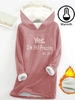 Casual Winter Text Letters Hoodie Natural Micro-Elasticity Loose Fleece H-Line Hoodies for Women