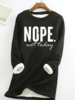 Casual Winter Text Letters Micro-Elasticity Christmas Long Sleeve Crew Neck Cotton-Blend Regular Sweatshirts for Women
