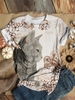 Cat Pattern Floral-Print Short Sleeve T-Shirts - Noracora