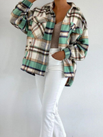 Checkered/plaid Casual Stand Collar Jackets - Noracora