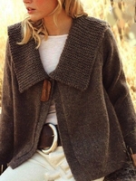 Coffee Casual Sailor Collar Wool Blend Cardigans - Noracora