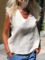 Cold Shoulder V Neck Tanks & Camis - Noracora