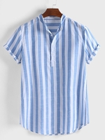Cotton Basic Stand Collar Men-Shirts - Noracora