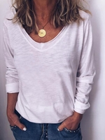 Cotton-Blend Casual Blouses&shirts