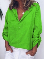 Cotton-Blend Long Sleeve Casual Tops