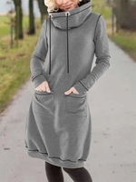 Cotton-Blend Long Sleeve Causal Dresses