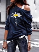 Cotton-Blend Long Sleeve Causal Tops - Noracora